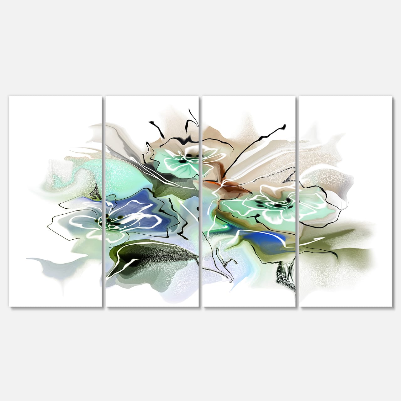 Designart - Textured Floral Watercolor - Extra Large Floral Wall Art